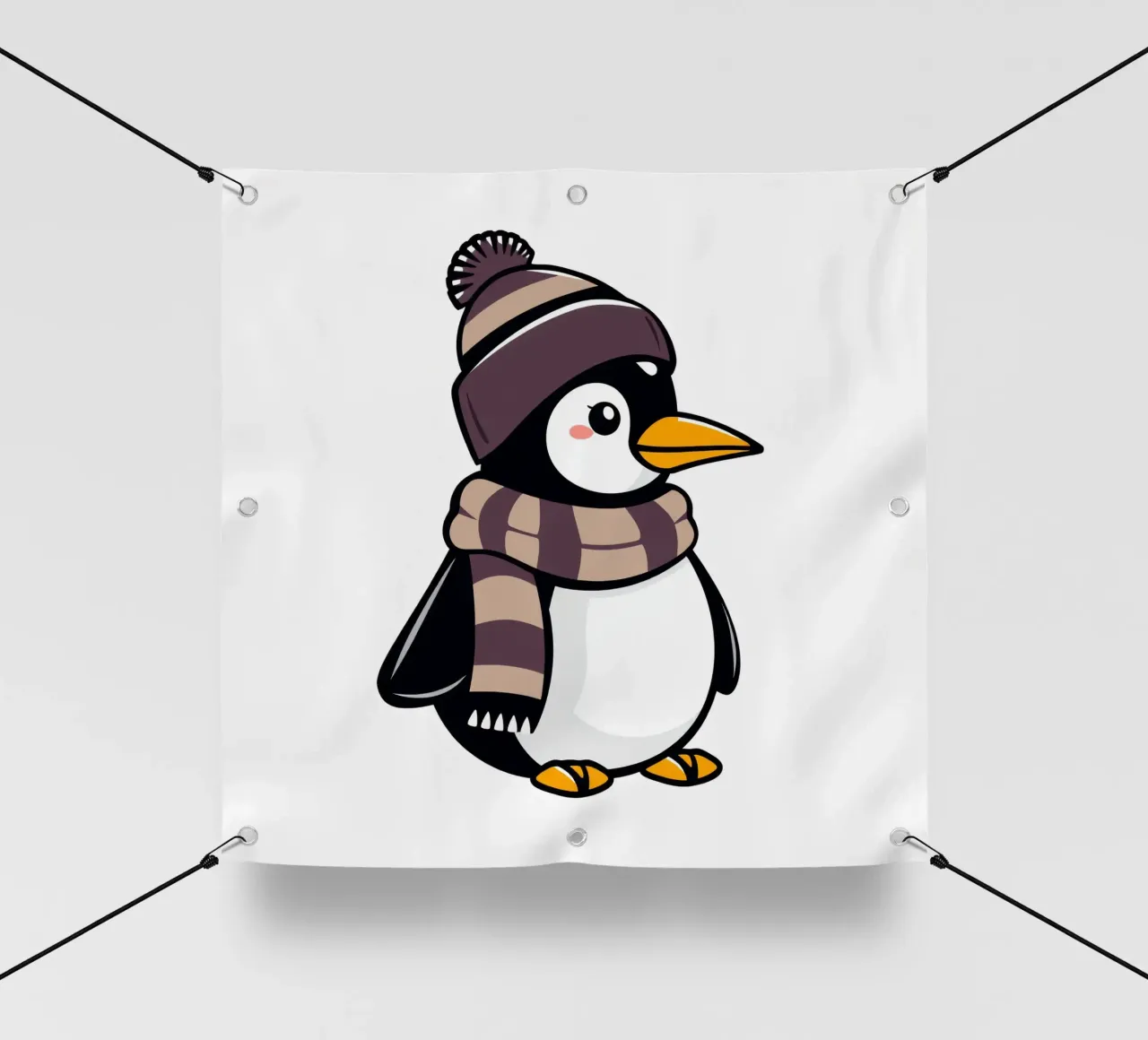 Simpatico pinguino dei cartoni animati con cappello e sciarpa invernali telo in pvc da DesignDoodle