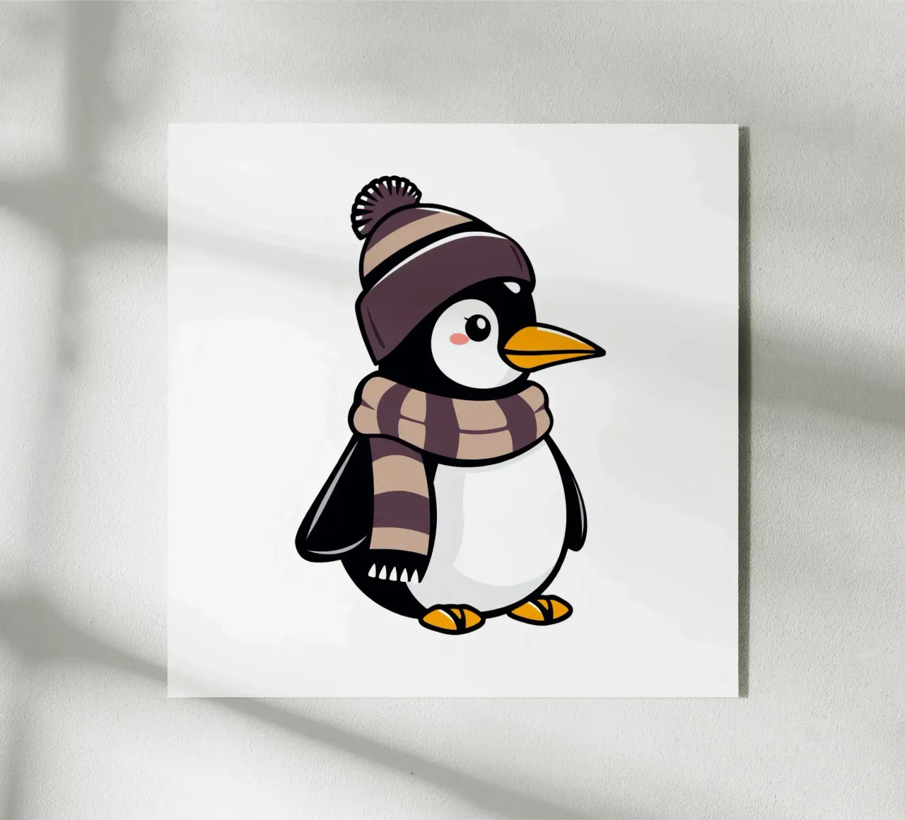 Simpatico pinguino dei cartoni animati con cappello e sciarpa invernali plexiglass da DesignDoodle