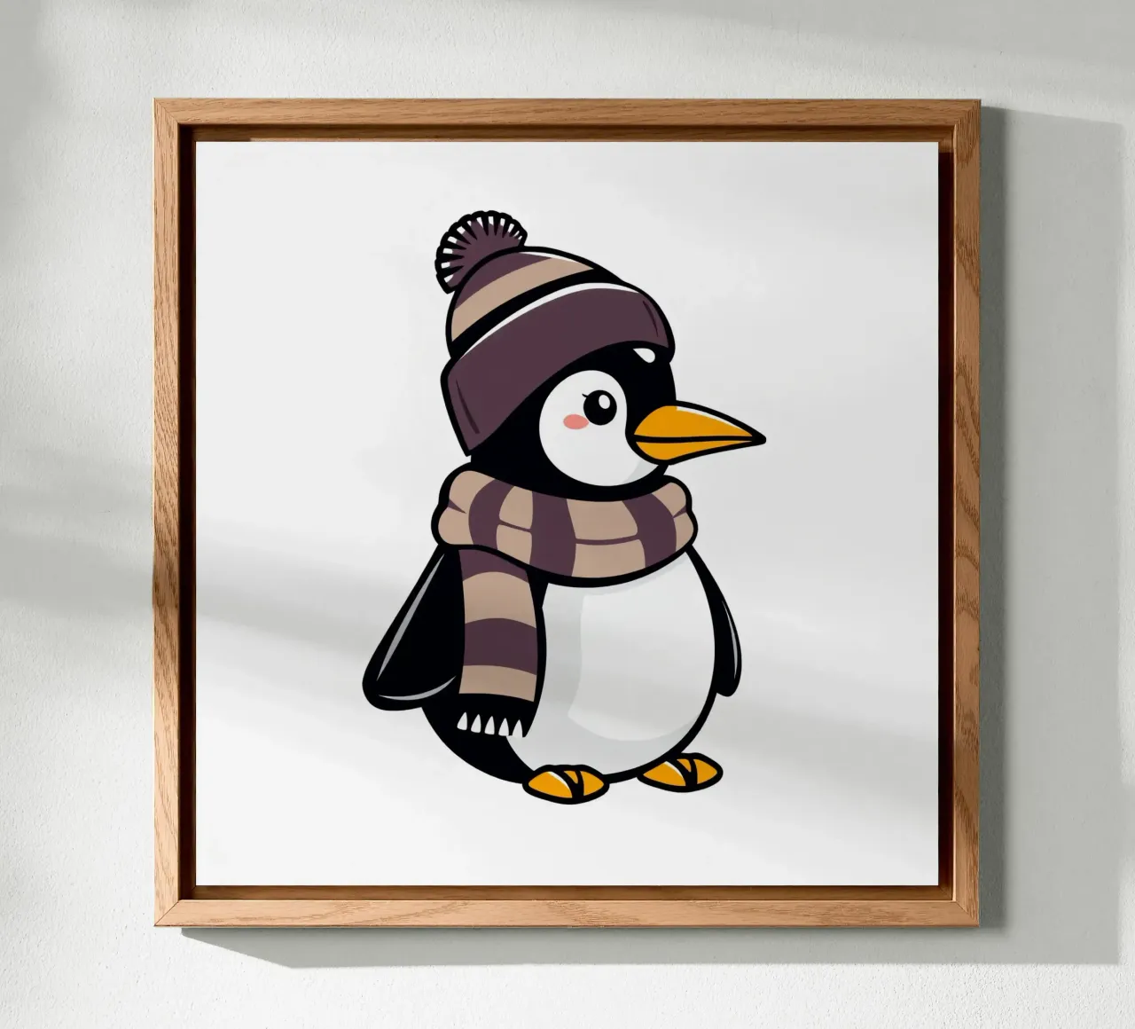 Simpatico pinguino dei cartoni animati con cappello e sciarpa invernali alluminio dibond da DesignDoodle