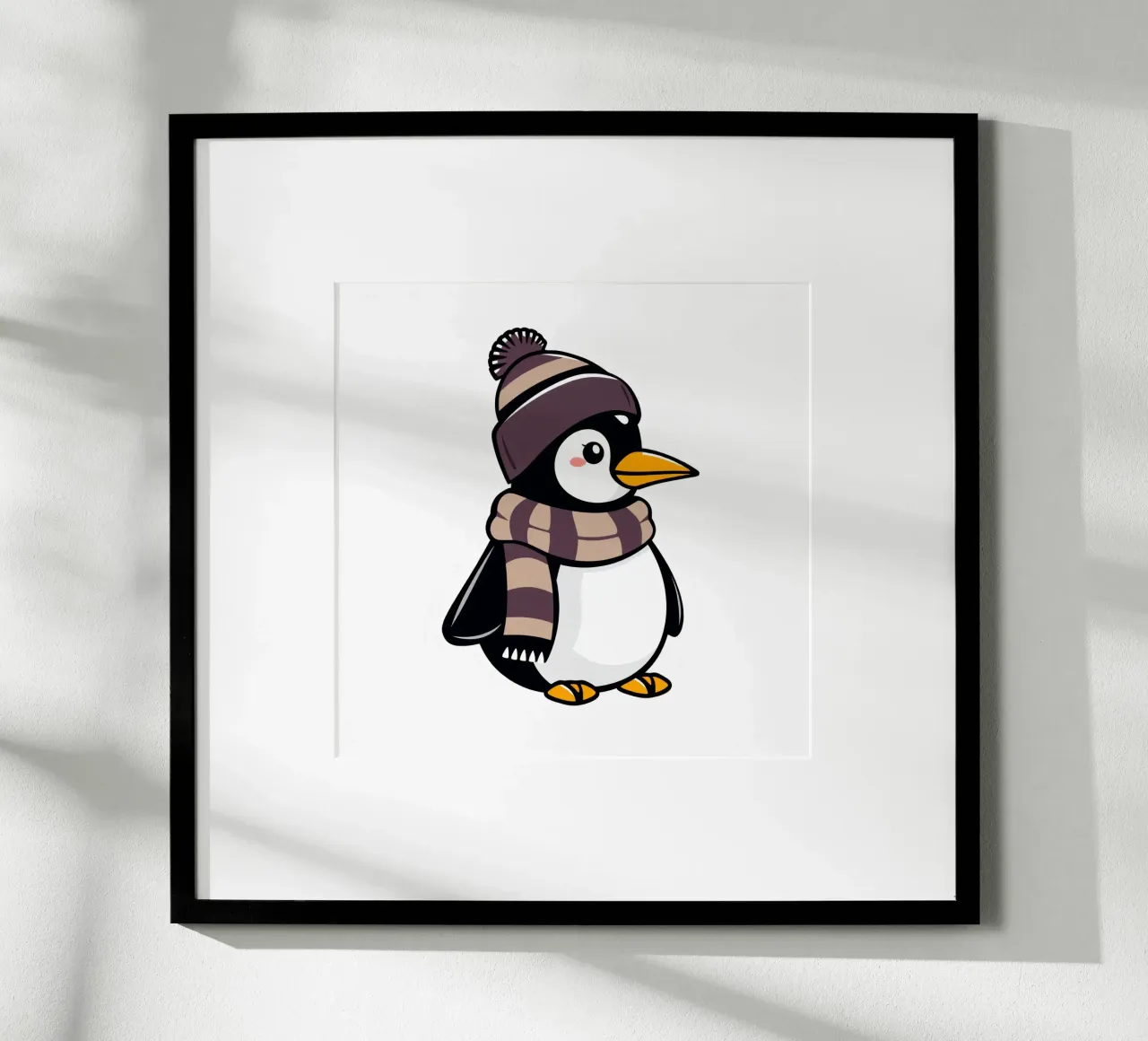 Simpatico pinguino dei cartoni animati con cappello e sciarpa invernali carta hahnemühle da DesignDoodle