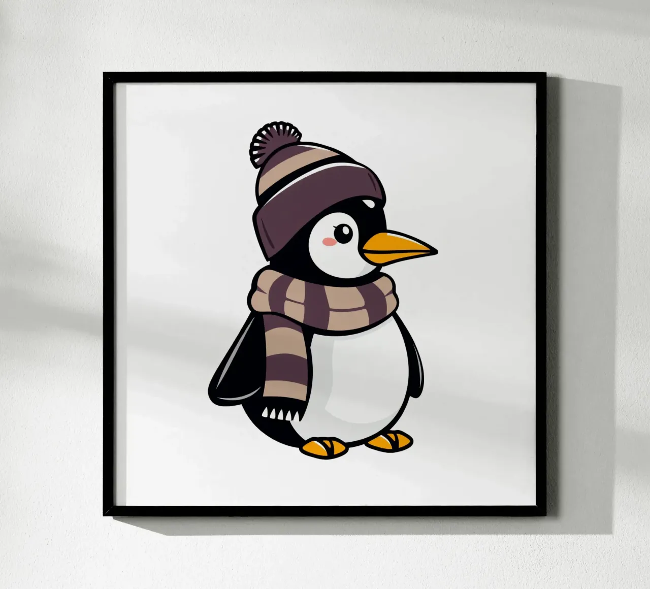 Simpatico pinguino dei cartoni animati con cappello e sciarpa invernali carta hahnemühle da DesignDoodle