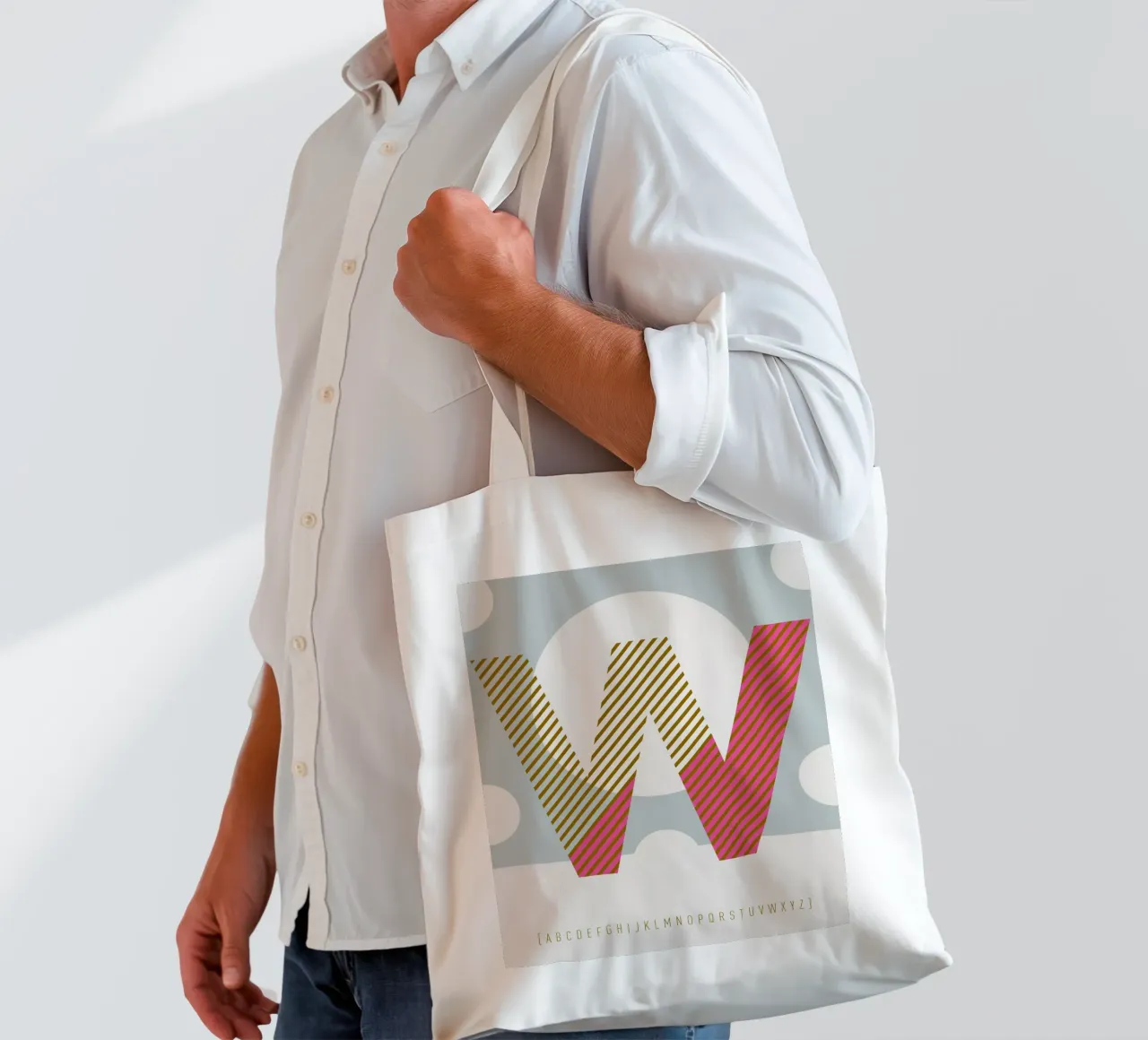 W Typeface Alphabet borsa in juta da lazydaypaper