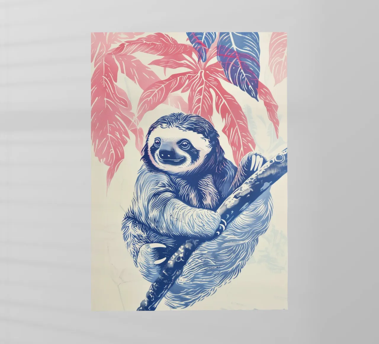 Stampa bradipo tropicale pellicola backlit da Cat Grafic Design
