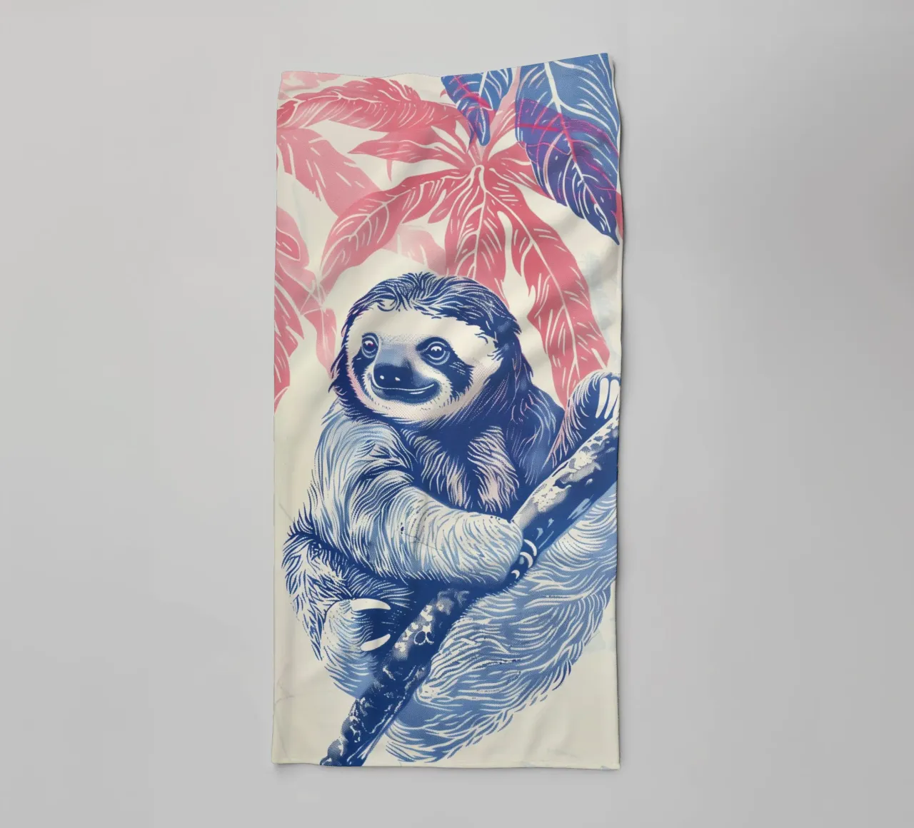 Tropical Sloth Print towel by Cat Grafic Design