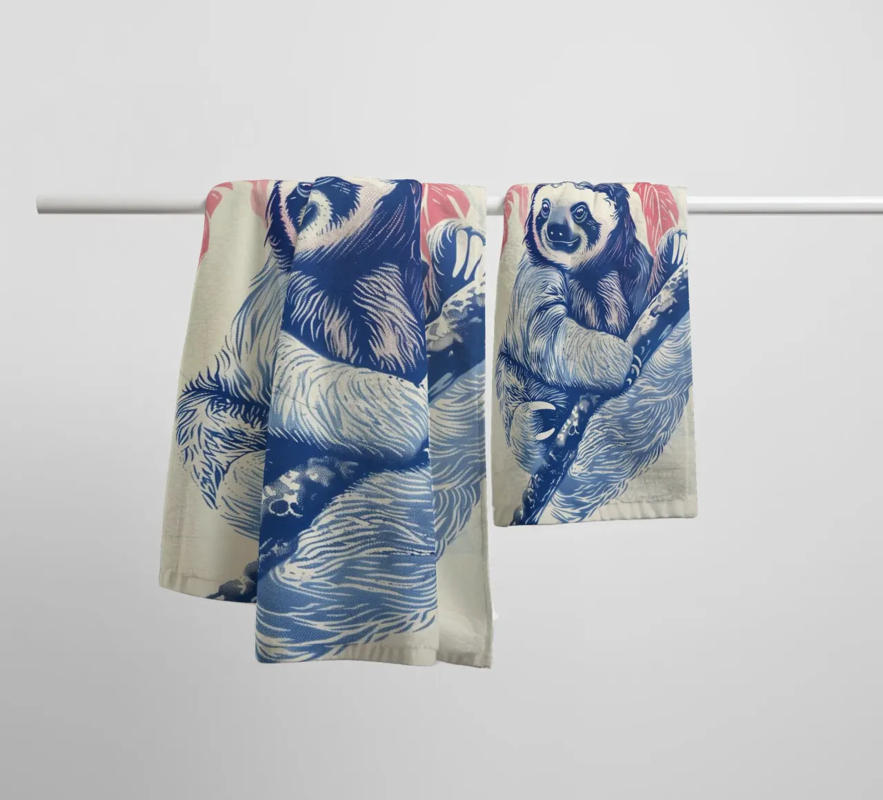 Tropical Sloth Print towel by Cat Grafic Design