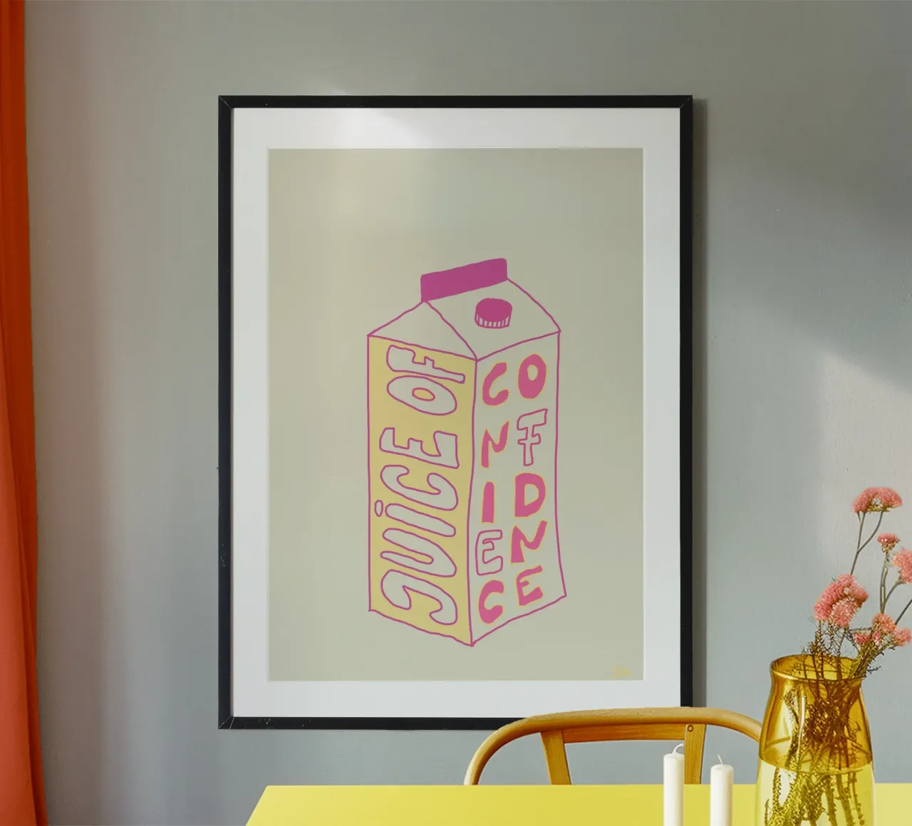 juice of confidence poster with aluminum frame by STOLZE GRAFIK