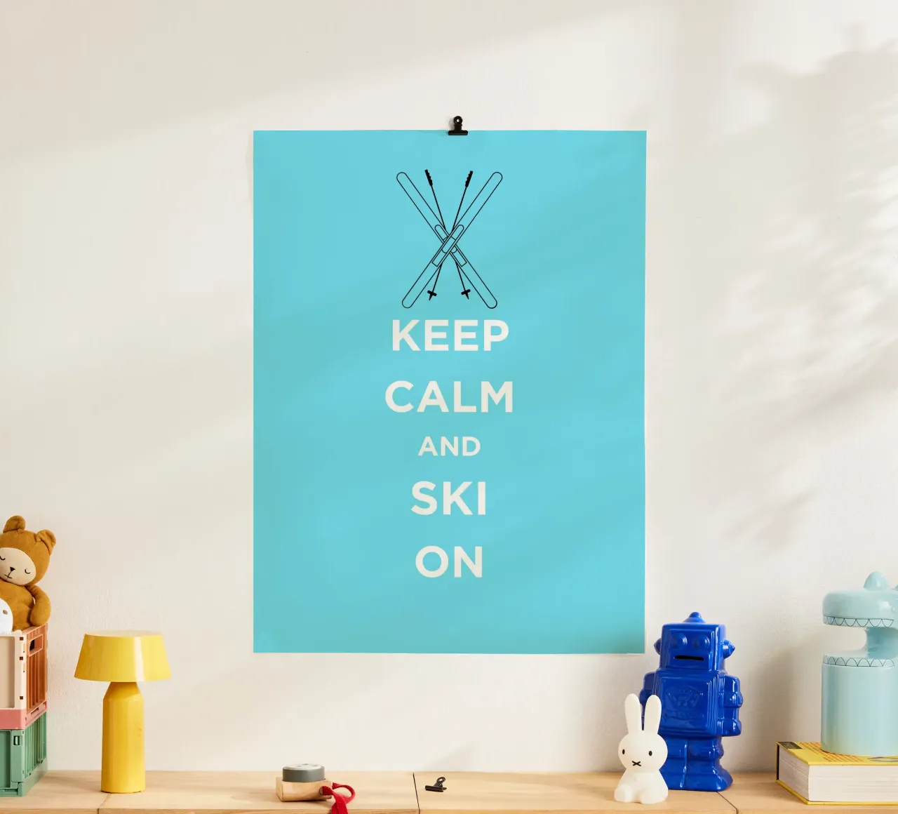 Keep Calm and Ski On - Light Blue Hahnemühle von FABOArt