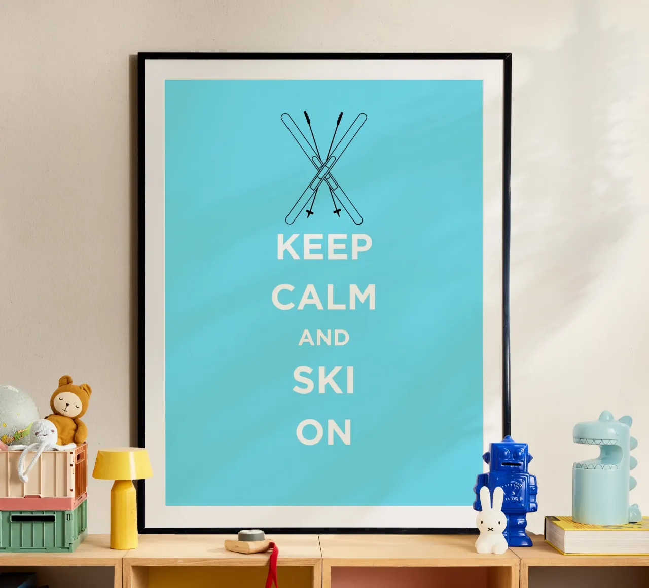 Keep Calm and Ski On - Light Blue Hahnemühle von FABOArt