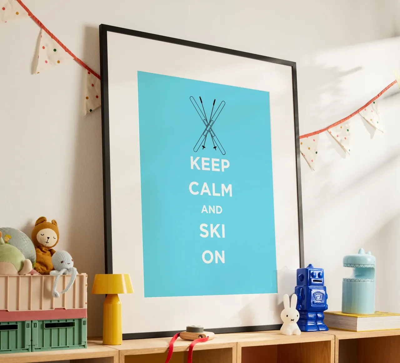 Keep Calm and Ski On - Light Blue Hahnemühle von FABOArt