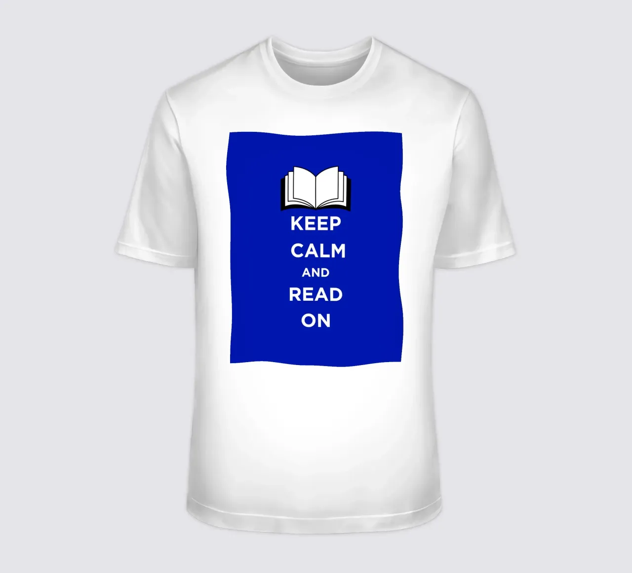 Keep Calm and Read On - Blue Background t-shirt da FABOArt