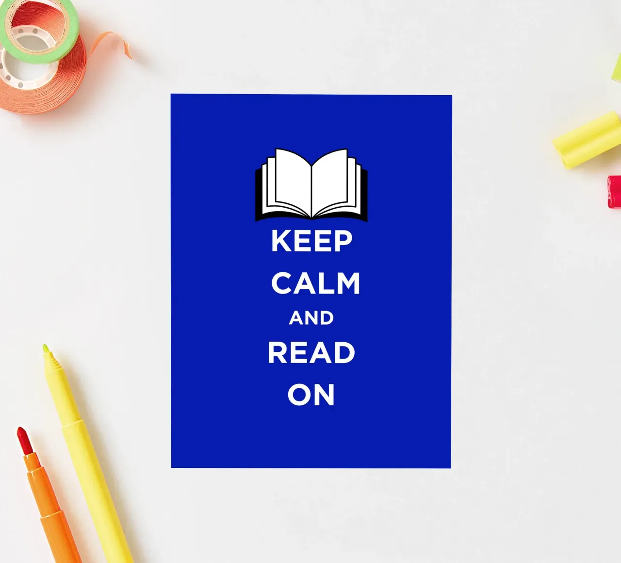 Keep Calm and Read On - Blue Background adesivo da FABOArt