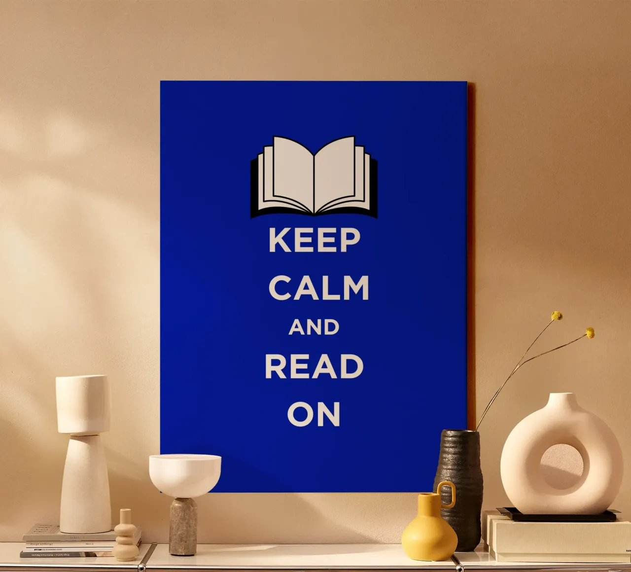 Keep Calm and Read On - Blue Background tela da FABOArt