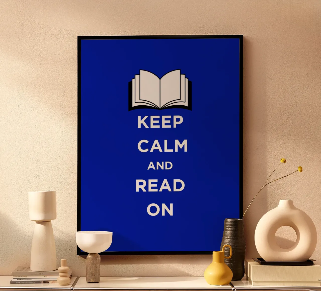 Keep Calm and Read On - Blue Background carta hahnemühle da FABOArt