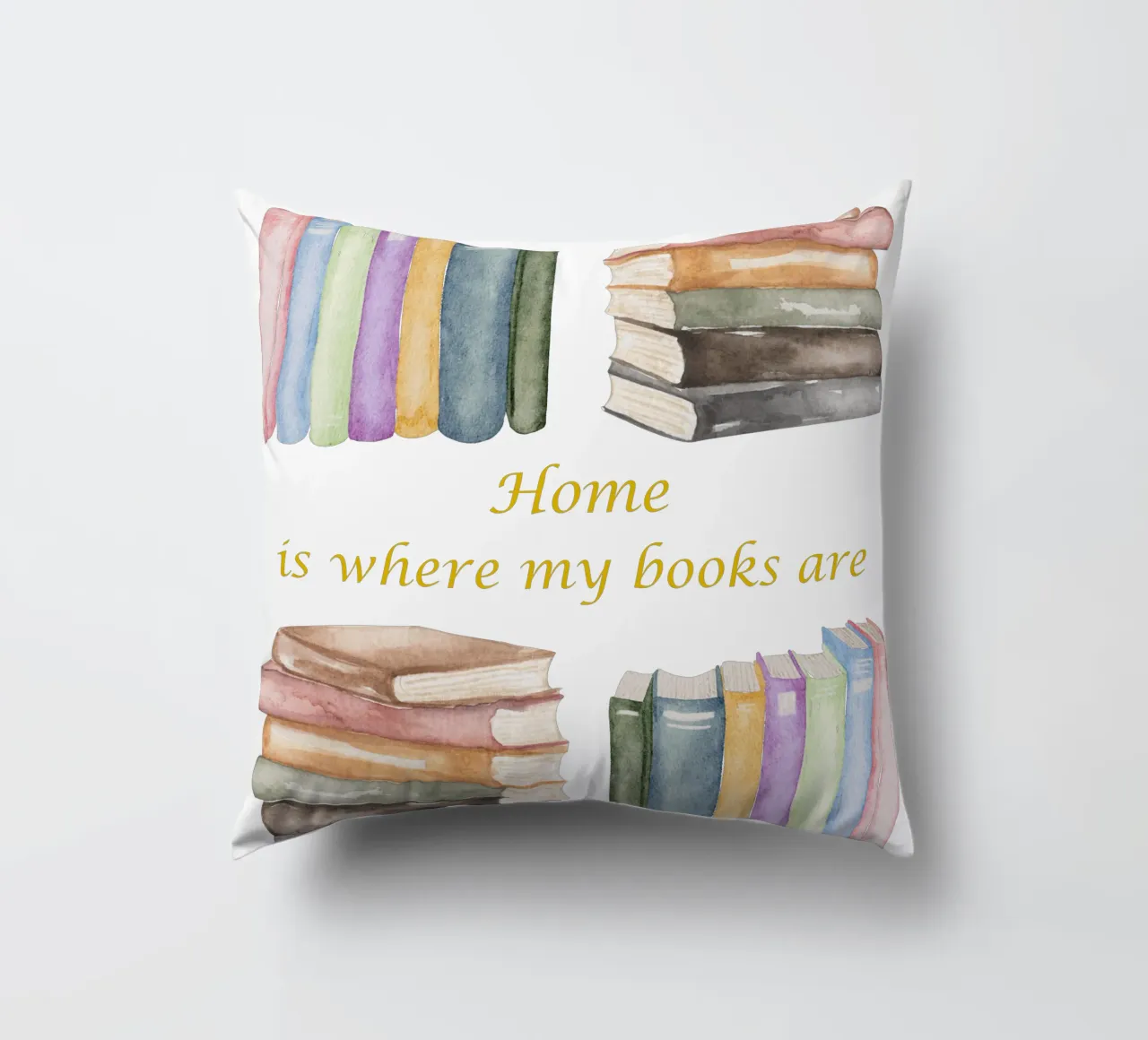 "Home is where my books are" cuscino da FABOArt