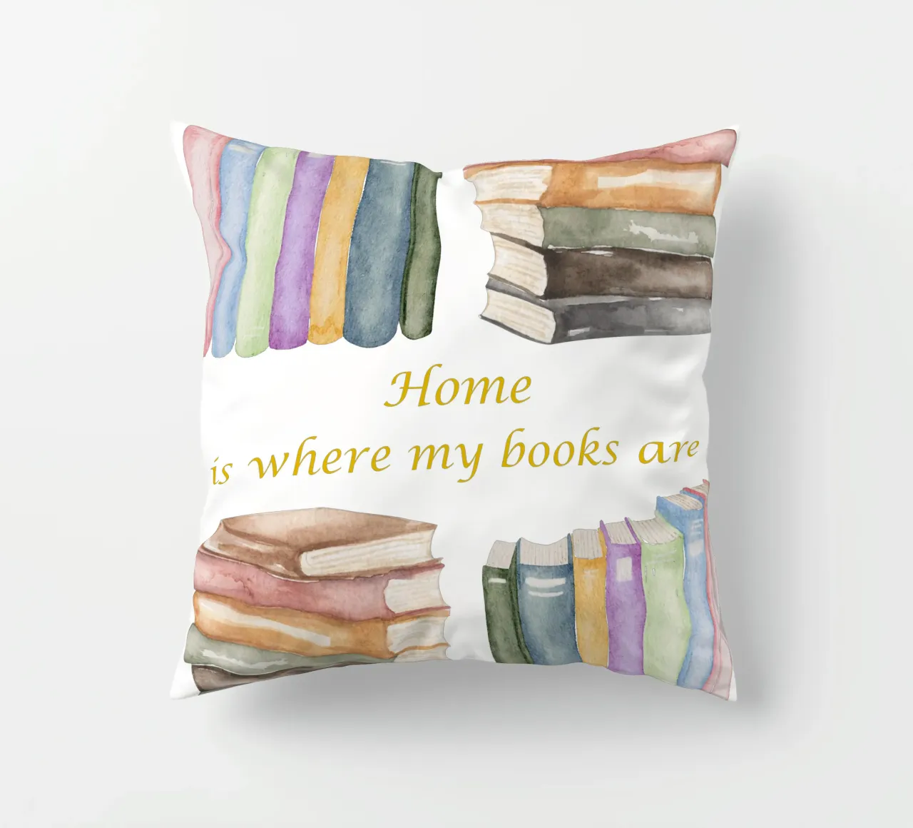 "Home is where my books are" cuscino da FABOArt