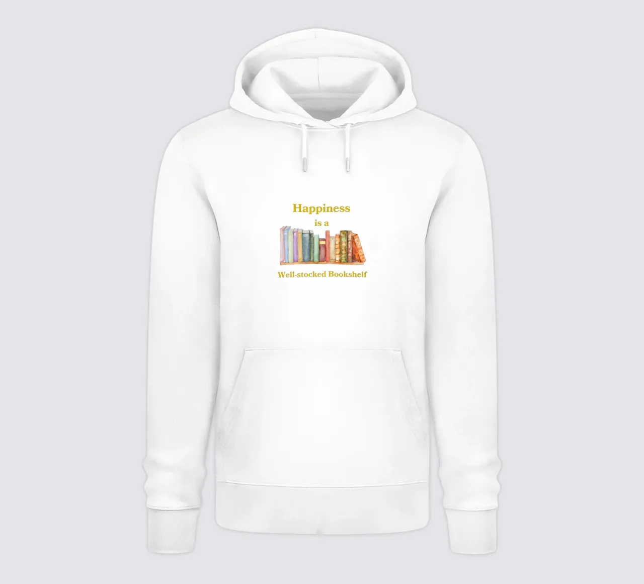 "Happiness is a well-stocked bookshelf" felpa con cappuccio da FABOArt