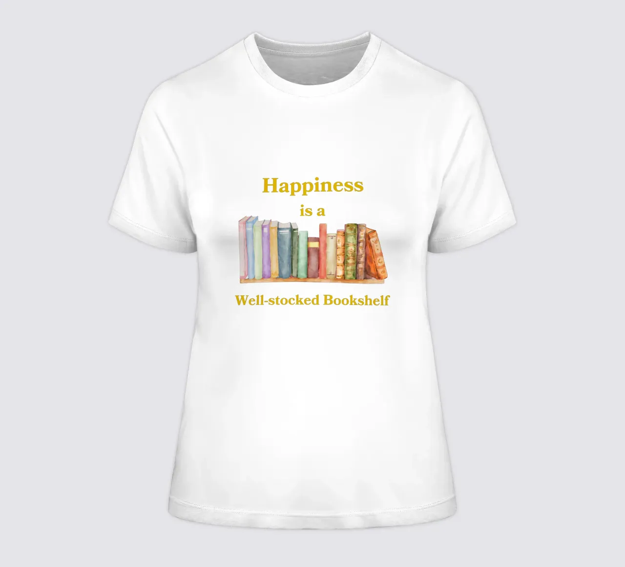 "Happiness is a well-stocked bookshelf" Frauen T-Shirt von FABOArt