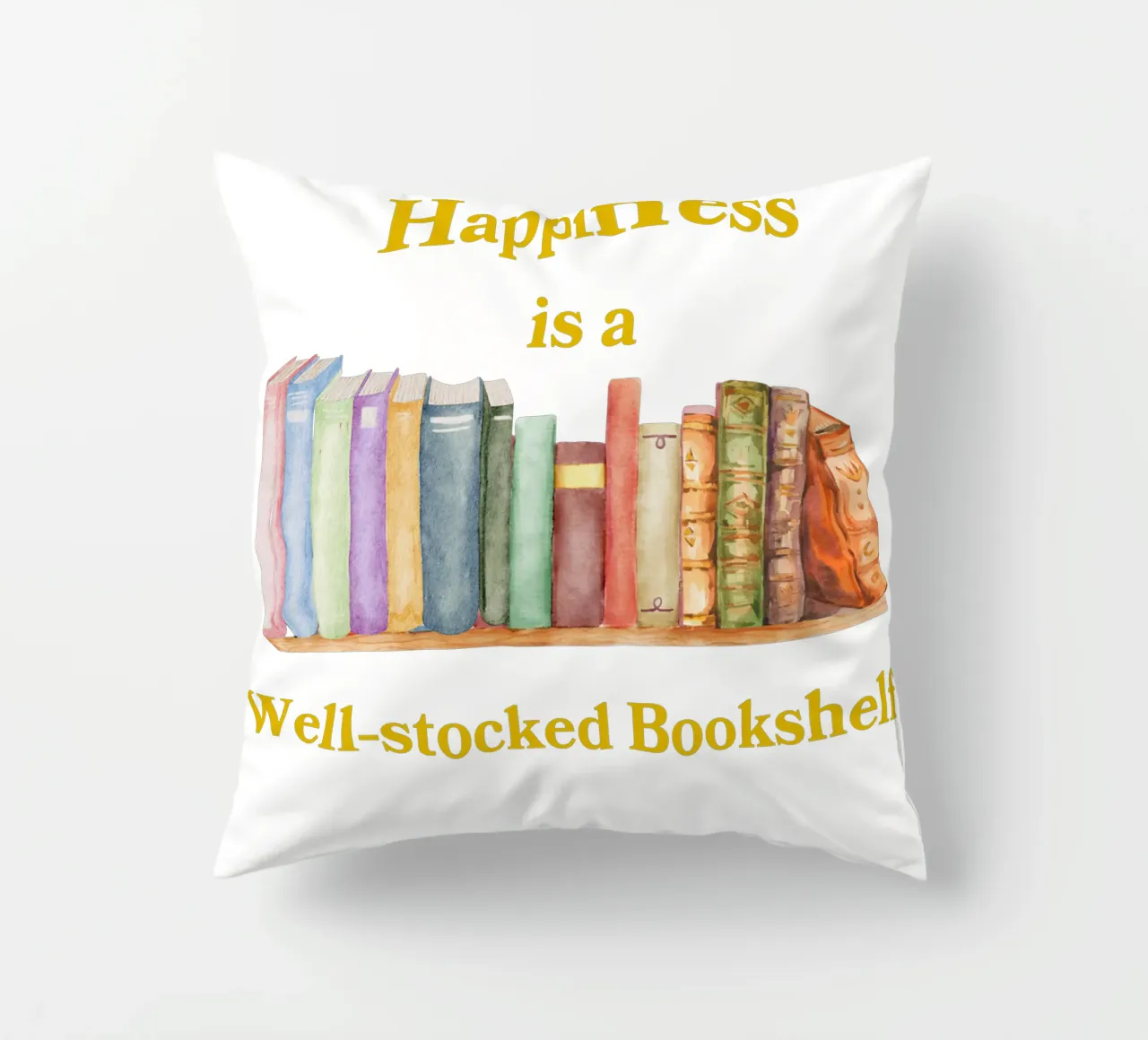 "Happiness is a well-stocked bookshelf" cuscino da FABOArt