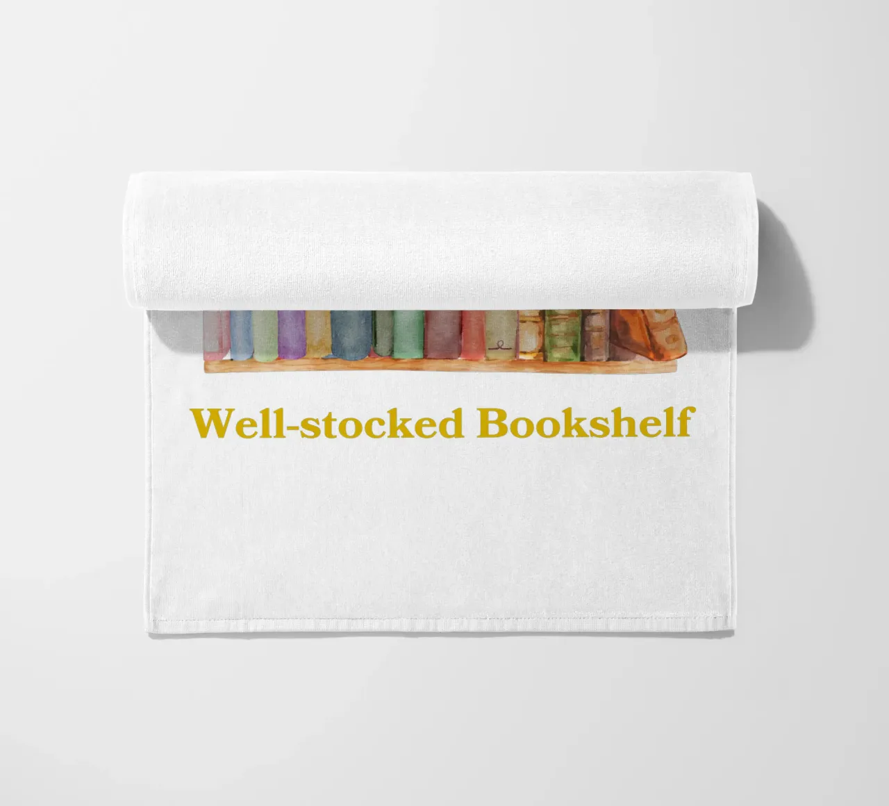 "Happiness is a well-stocked bookshelf" telo mare da FABOArt