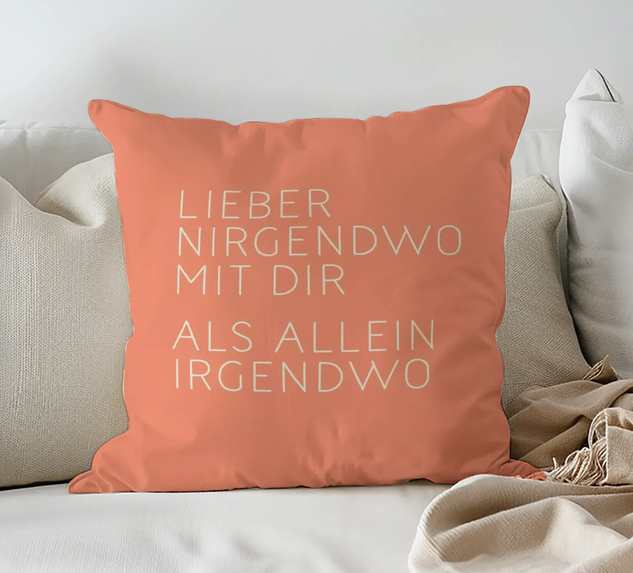 ›Lieber nirgendwo mit Dir, als...‹ cuscino da lazydaypaper