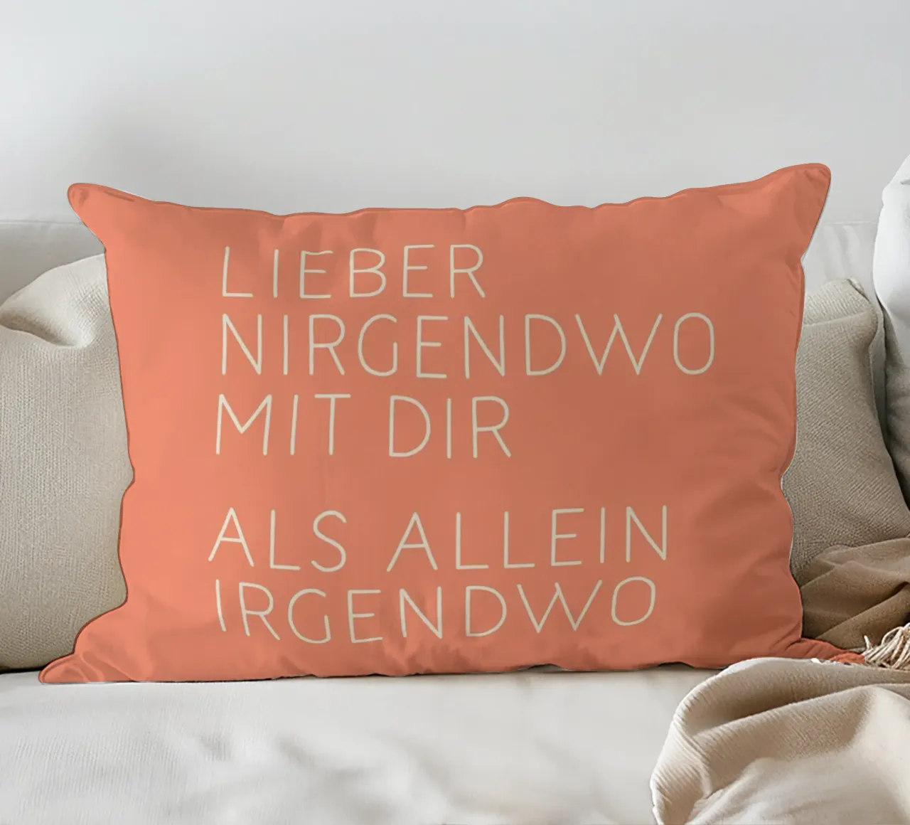 ›Lieber nirgendwo mit Dir, als...‹ cuscino da lazydaypaper