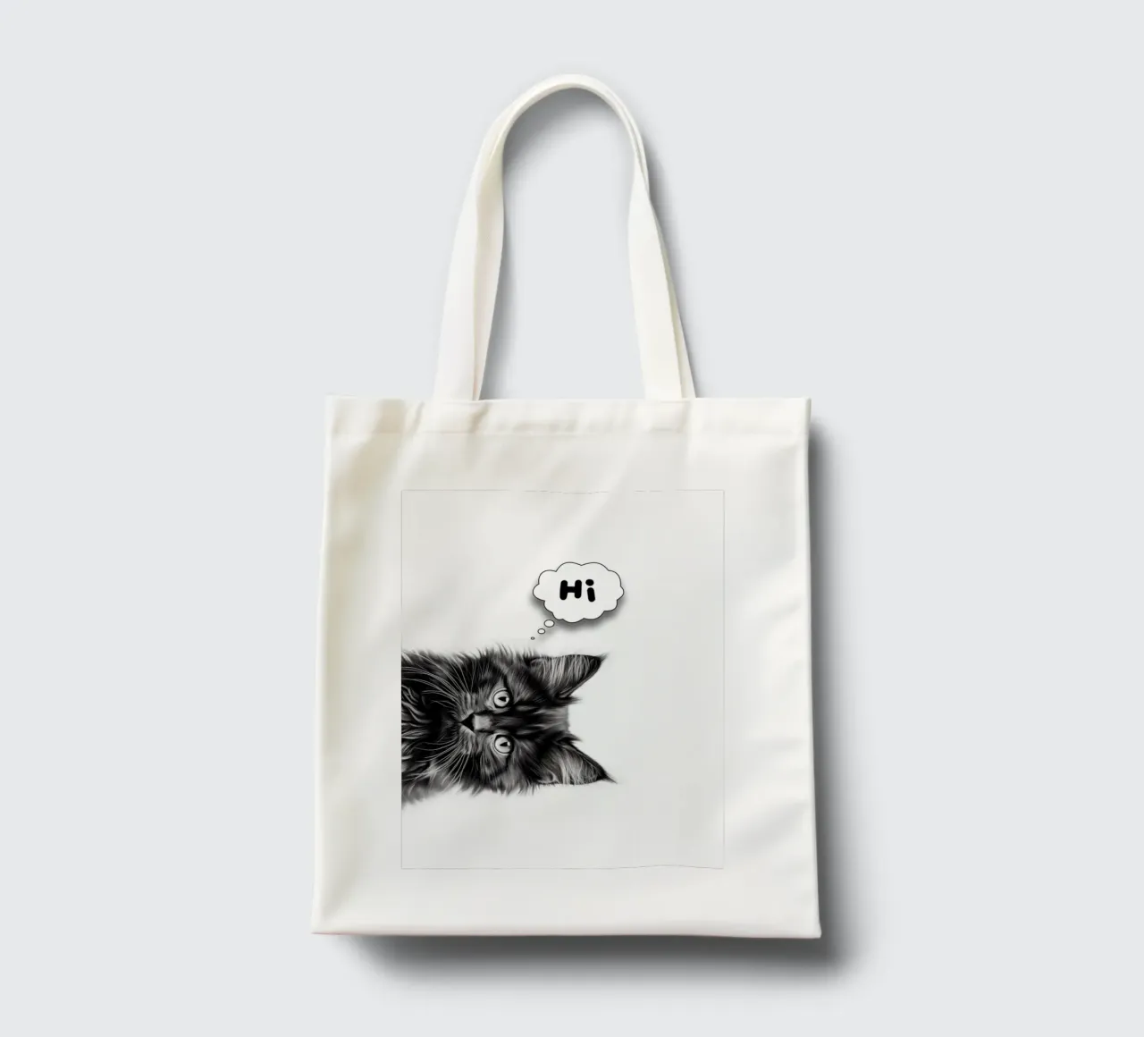 Un simpatico gattino dice "ciao" borsa in juta da Carinaprint