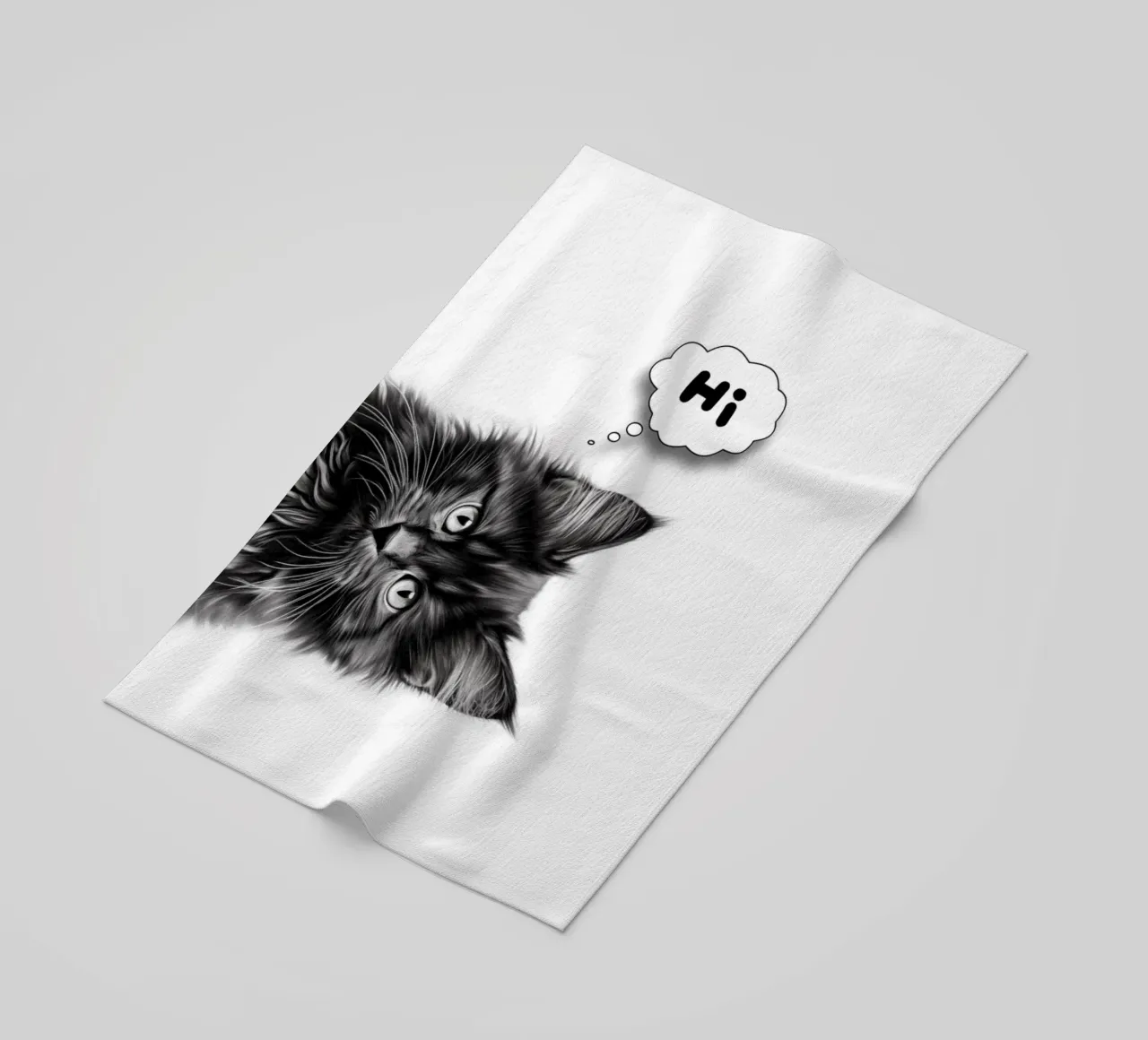 Un simpatico gattino dice "ciao" telo mare da Carinaprint