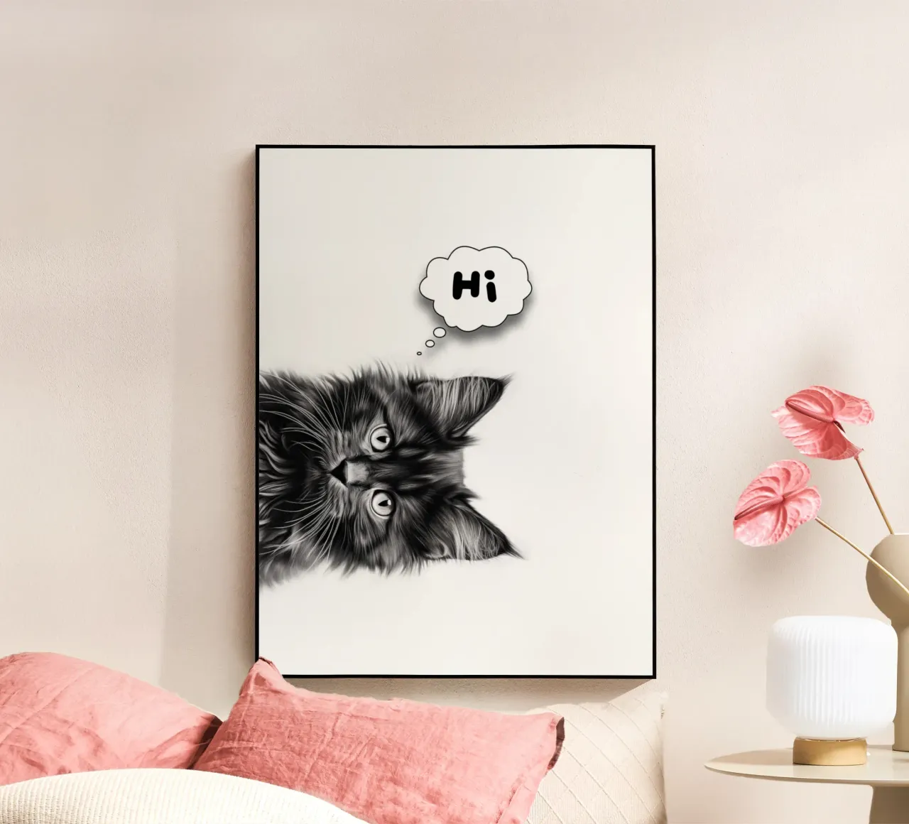 Un simpatico gattino dice "ciao" plexiglass da Carinaprint