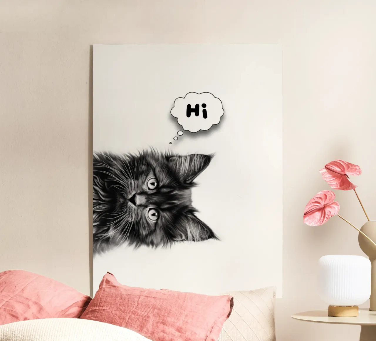 Un simpatico gattino dice "ciao" plexiglass da Carinaprint