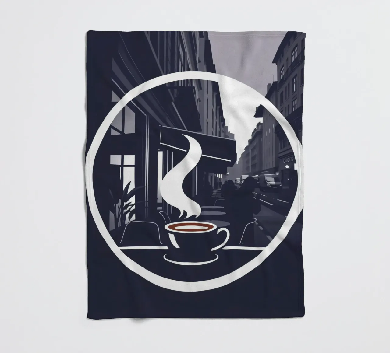 Gemütliche Coffeeshop-Atmosphäre an einer belebten Straße Fleecedecke von DesignDoodle