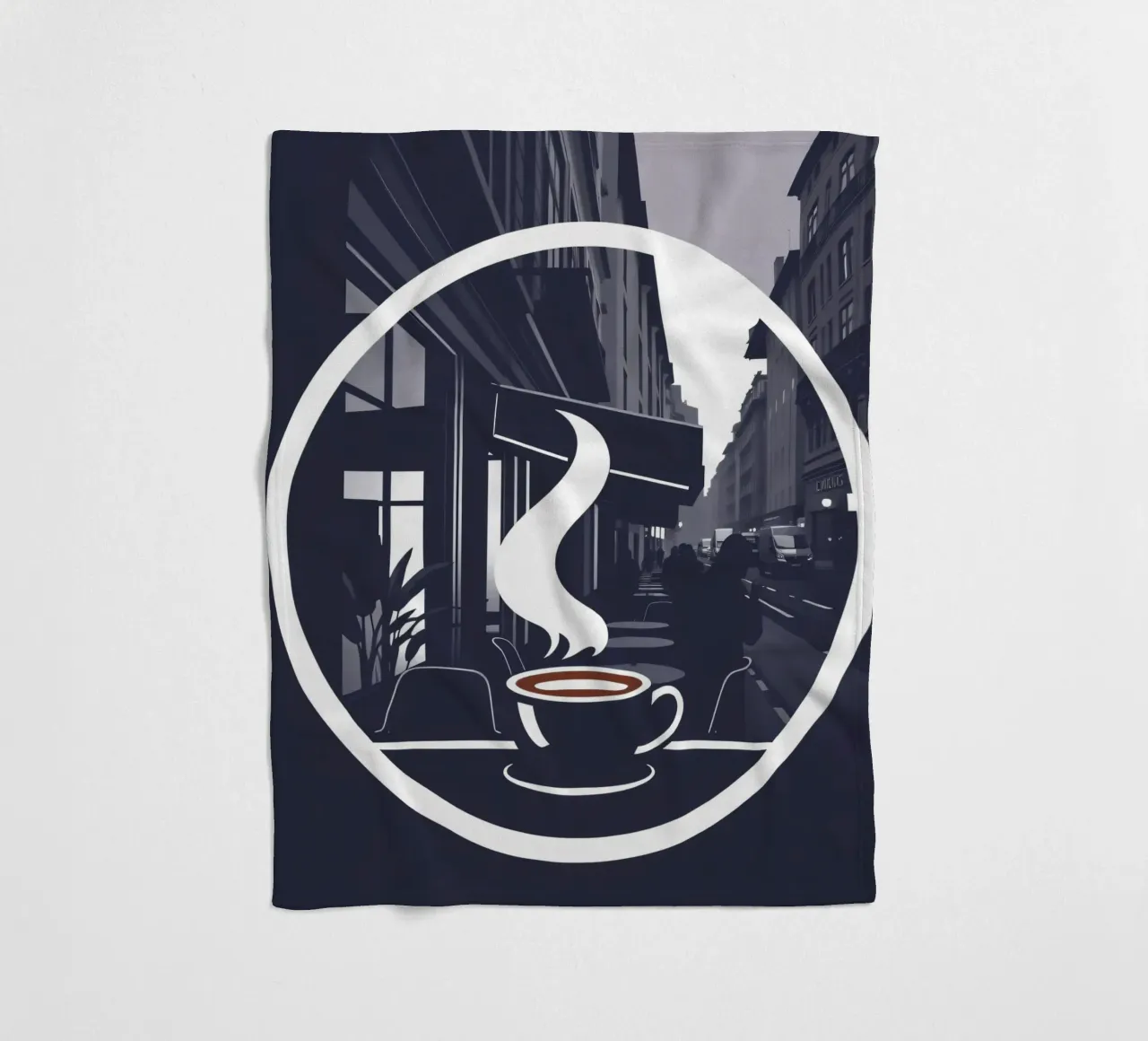 Gemütliche Coffeeshop-Atmosphäre an einer belebten Straße Fleecedecke von DesignDoodle