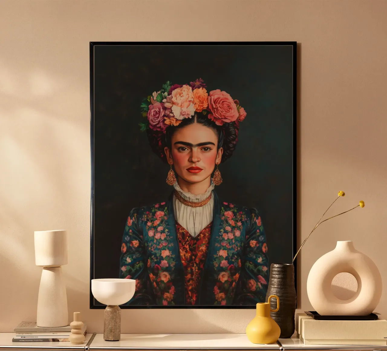 Frida Mexican elegance poster with aluminum frame by Carinaprint
