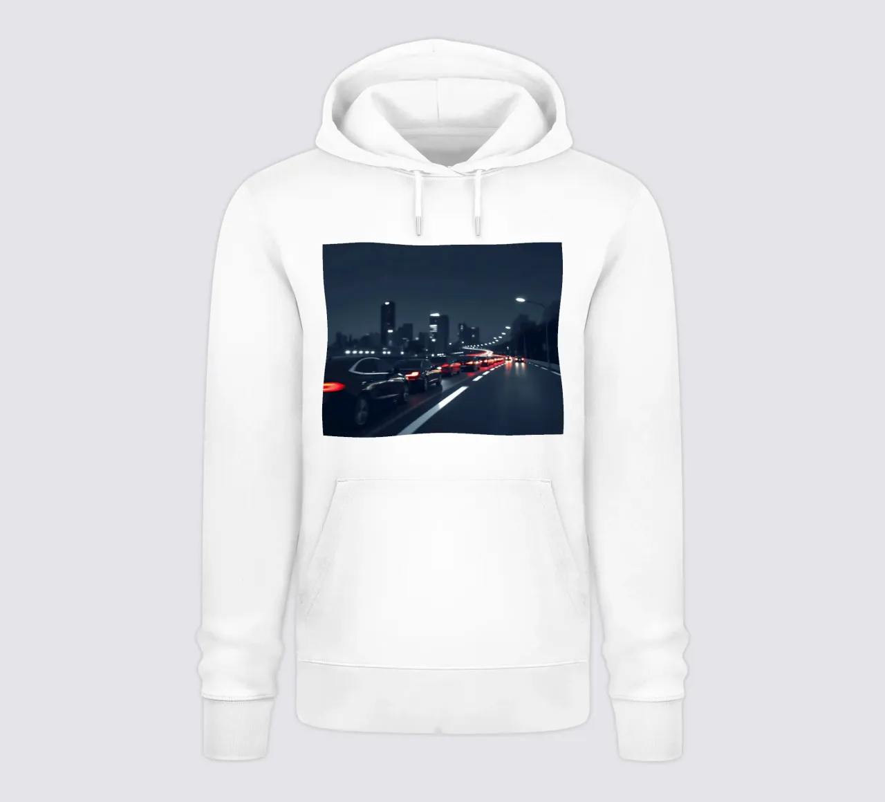 Traffic moving through a city highway at nigh felpa con cappuccio da DesignDoodle