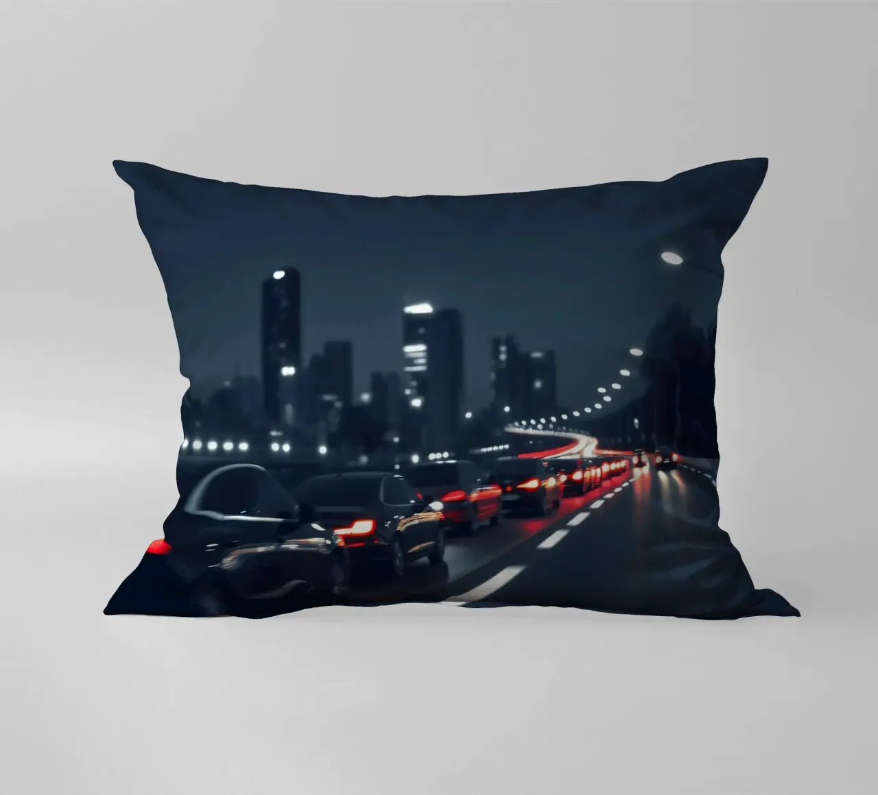 Traffic moving through a city highway at nigh cuscino da DesignDoodle