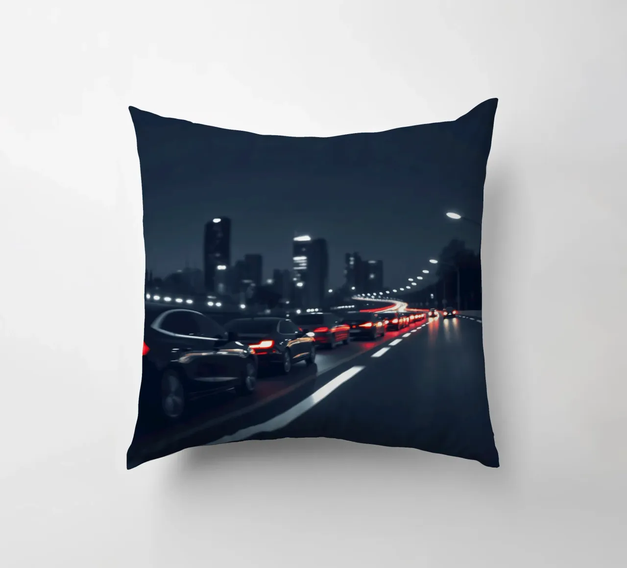 Traffic moving through a city highway at nigh cuscino da DesignDoodle