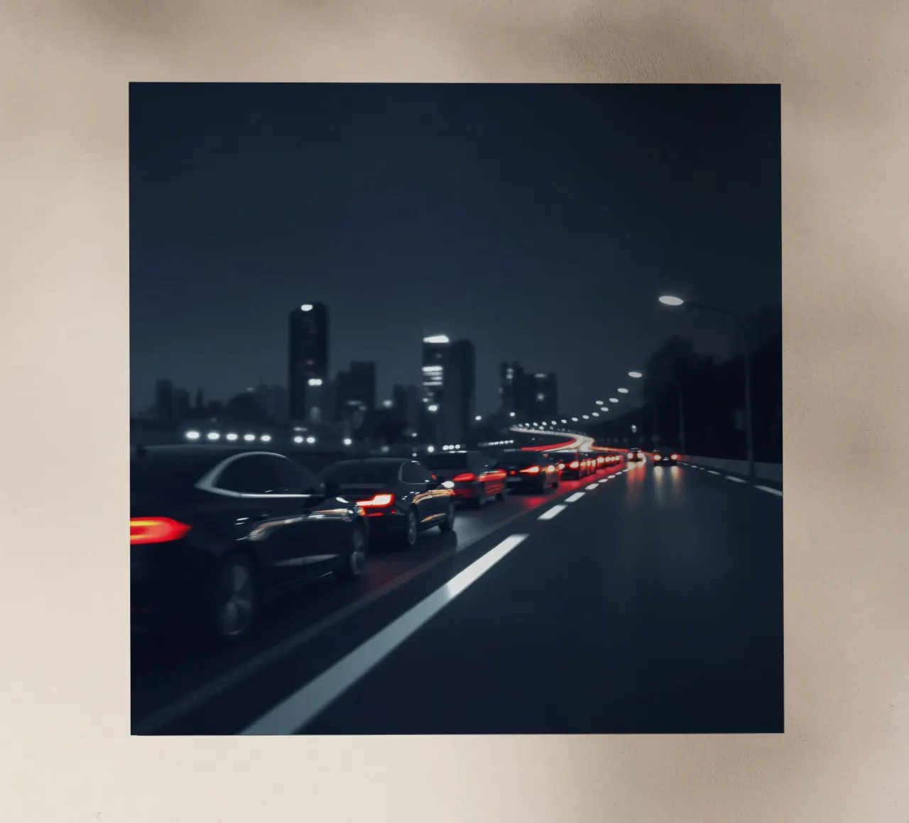 Traffic moving through a city highway at nigh pellicola backlit da DesignDoodle