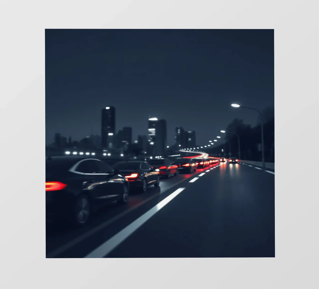 Traffic moving through a city highway at nigh telo in pvc da DesignDoodle