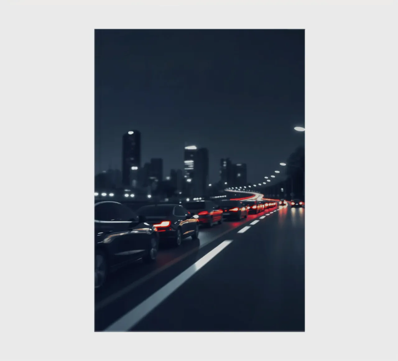 Traffic moving through a city highway at nigh notebook by DesignDoodle