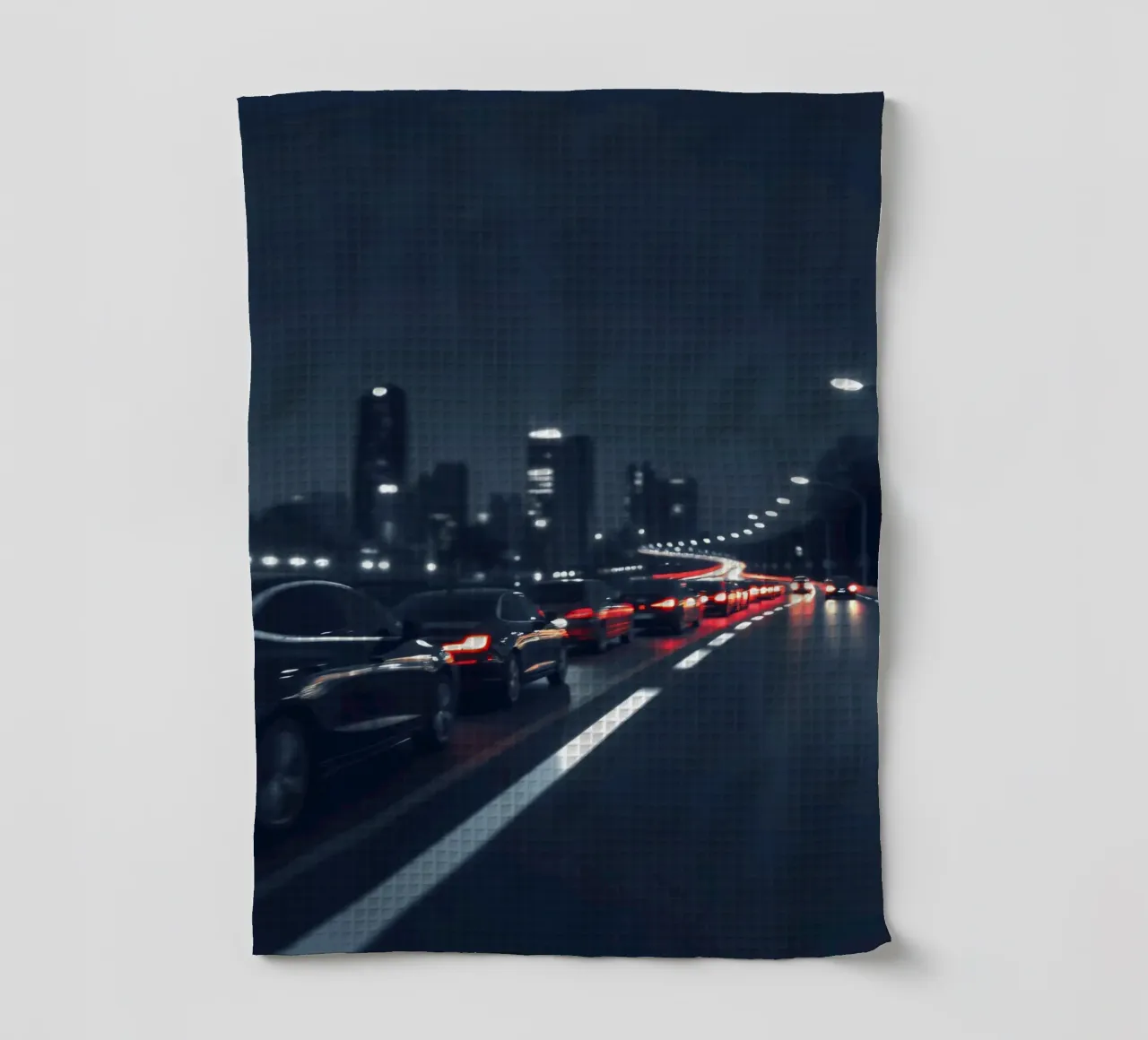 Traffic moving through a city highway at nigh canovaccio da cucina da DesignDoodle