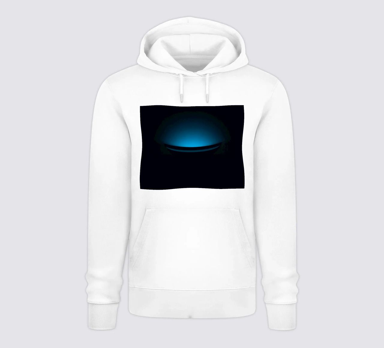 Sottile bagliore blu che illumina una superficie curva in un set buio felpa con cappuccio da DesignDoodle