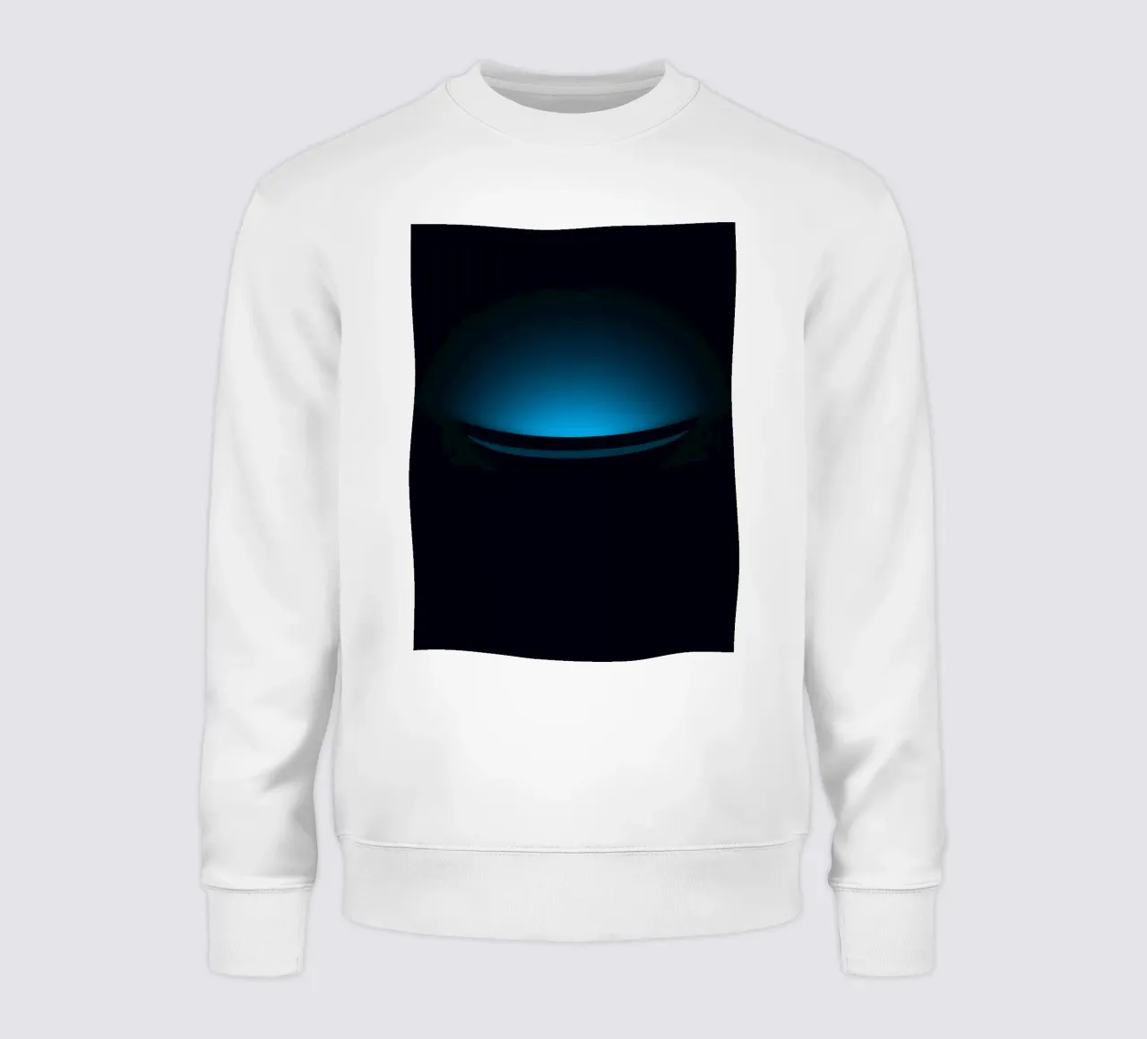 Sottile bagliore blu che illumina una superficie curva in un set buio felpa da DesignDoodle