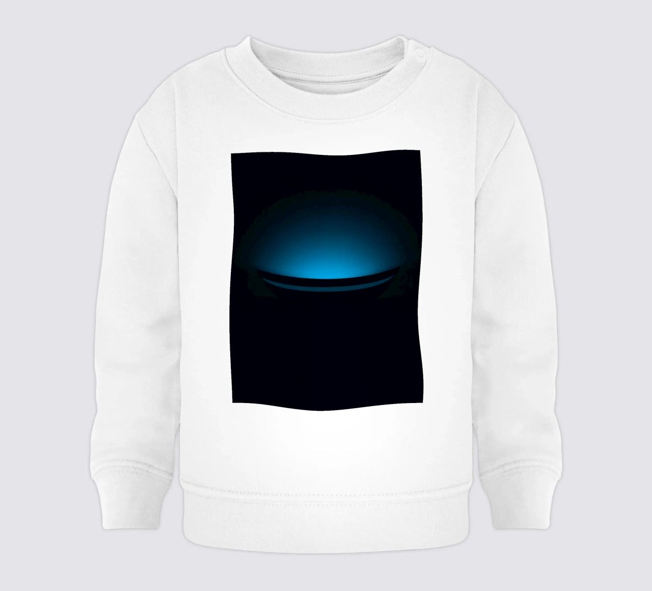 Sottile bagliore blu che illumina una superficie curva in un set buio felpa neonato da DesignDoodle
