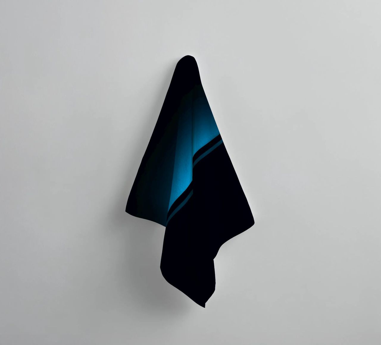 Subtle blue glow illuminating a curved surface in a dark set towel by DesignDoodle