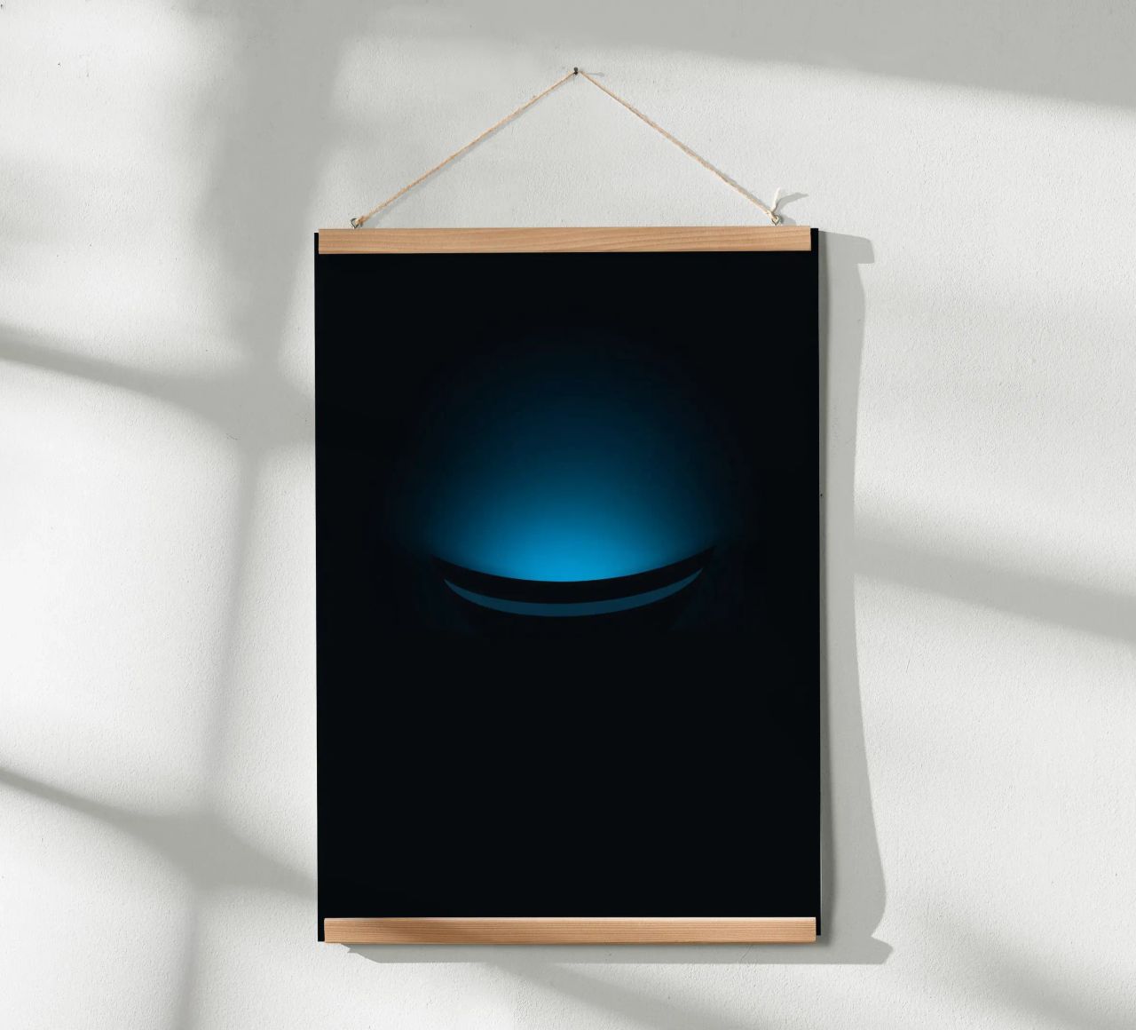 Subtle blue glow illuminating a curved surface in a dark set poster by DesignDoodle