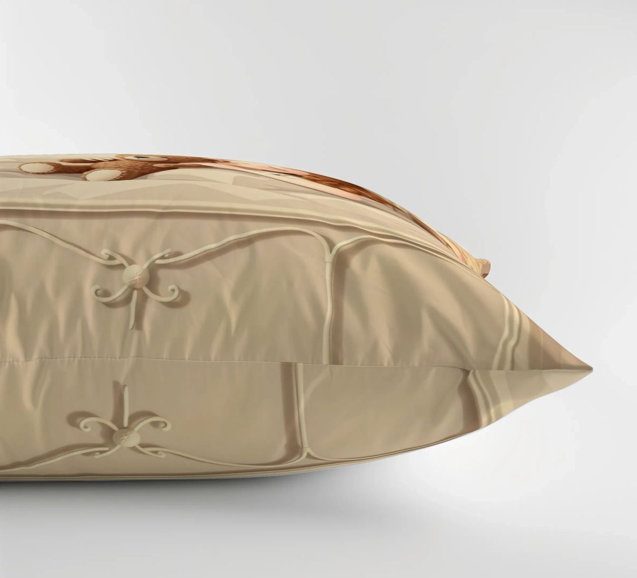 Une jeune fille dort paisiblement dans sa chambre douillette en faisant des câlins. coussin de DesignDoodle
