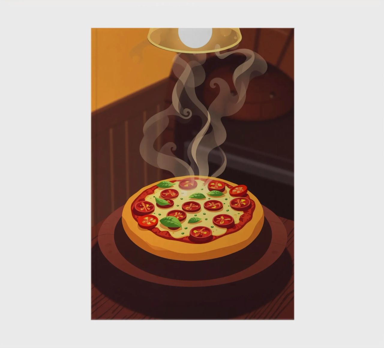 Freshly baked pizza with tomatoes and herbs steaming notebook by DesignDoodle