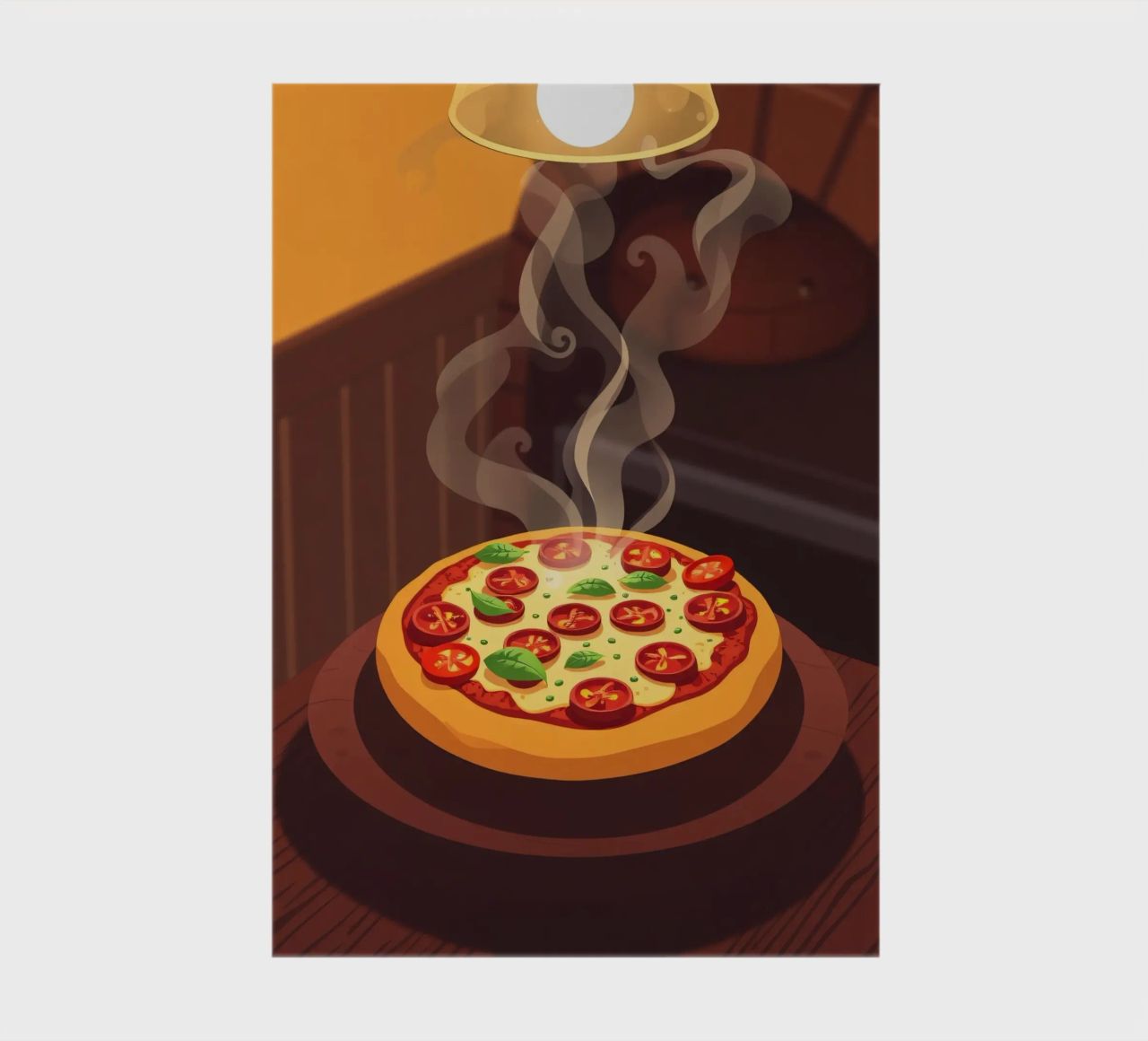 Freshly baked pizza with tomatoes and herbs steaming notebook by DesignDoodle