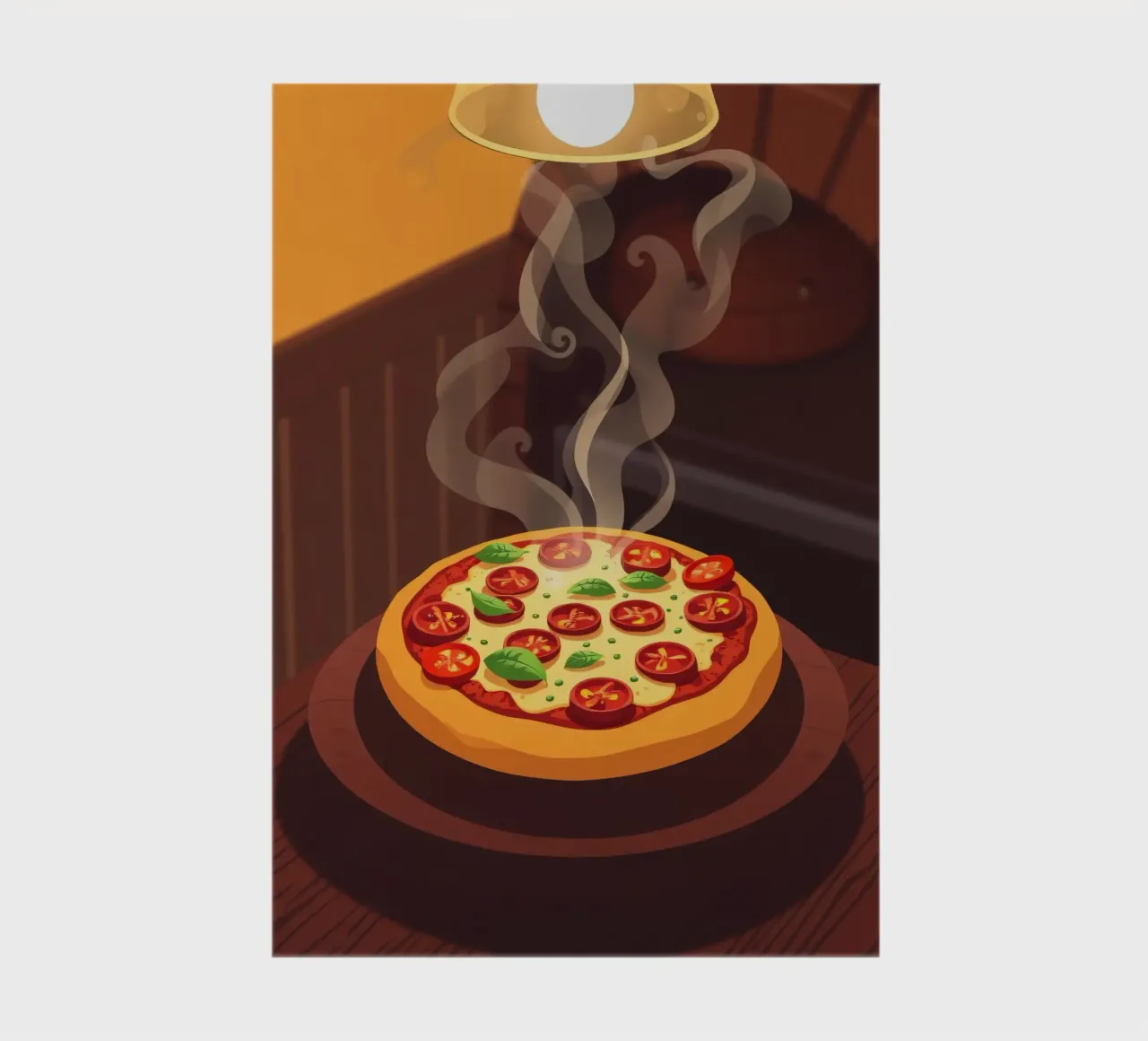 Freshly baked pizza with tomatoes and herbs steaming notebook by DesignDoodle