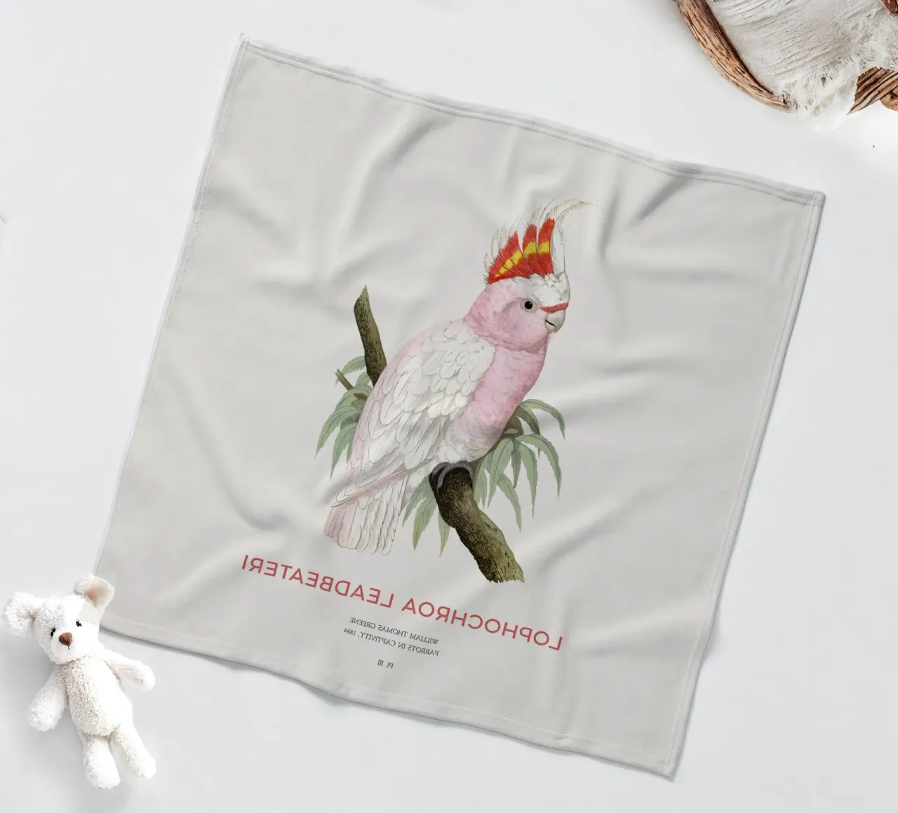 Cacatua rosa o Lophochroa leadbeateri coperta in pile da Vintagrafica