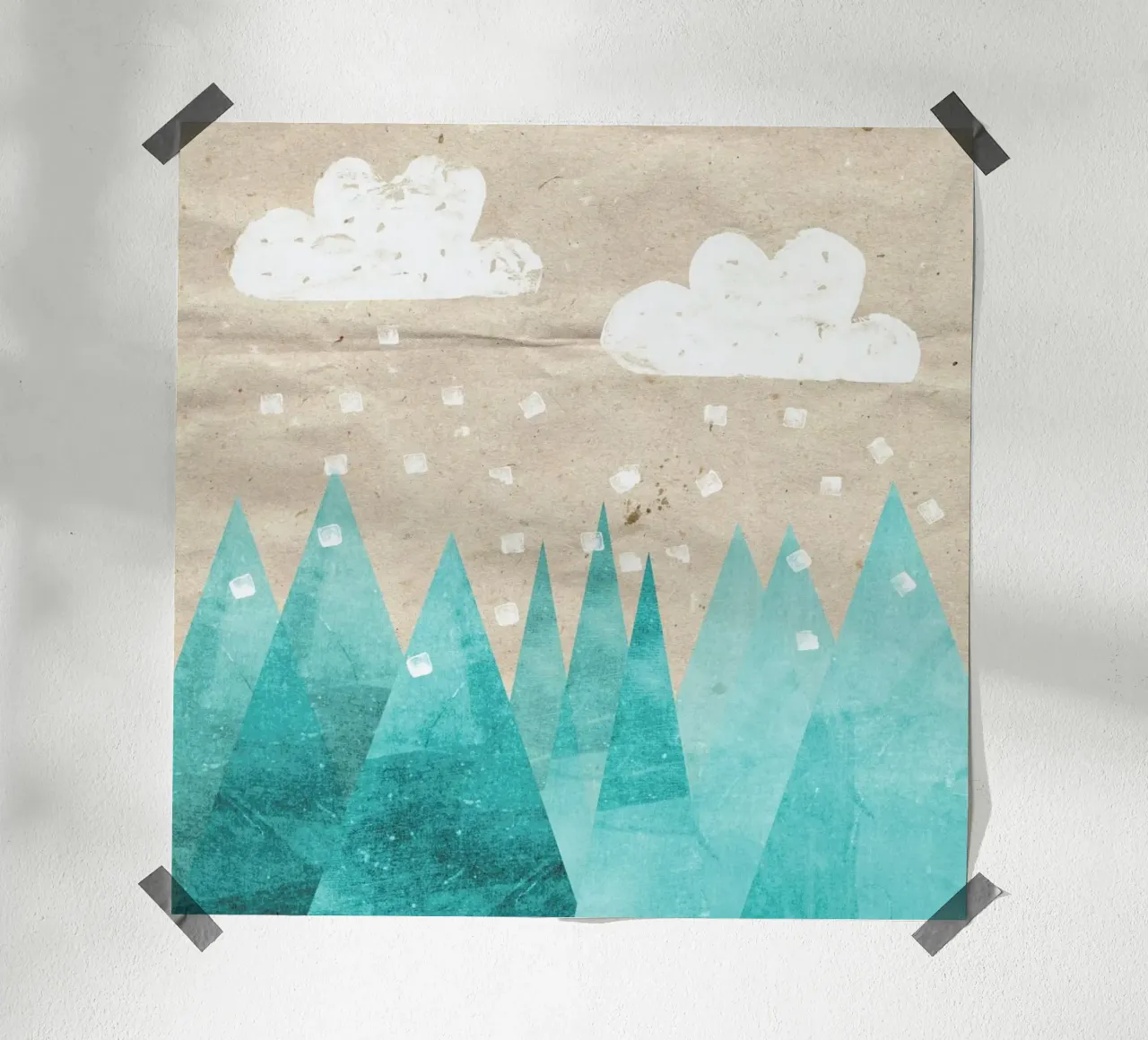 Türkise Berge poster con telaio in plastica da Mia Nissen